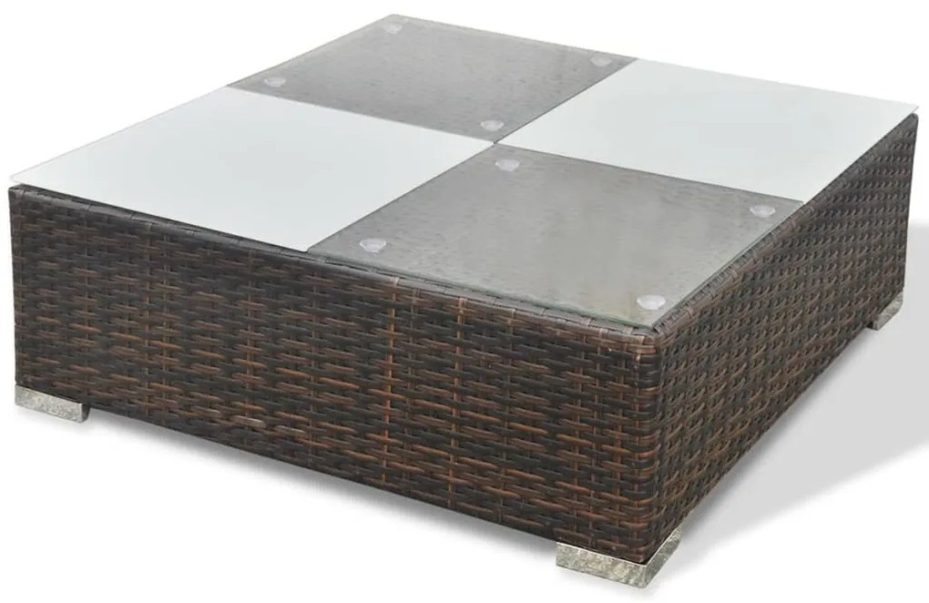 5 pcs conjunto lounge jardim c/ almofadões vime PE castanho