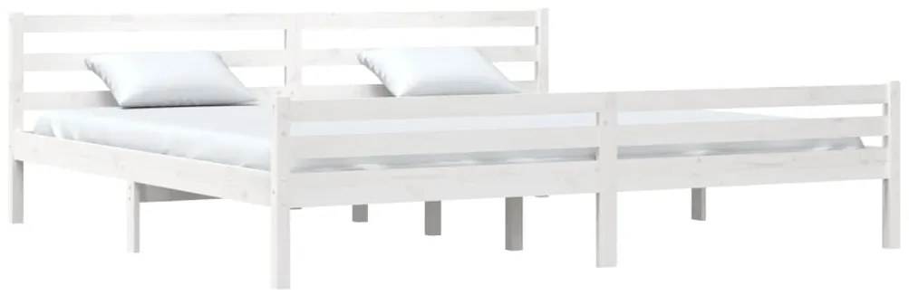 Estrutura de cama 200x200 cm madeira maciça branco