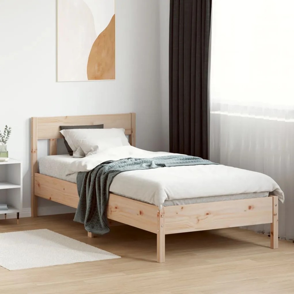 Cama sem colchão 75x190 cm madeira de pinho maciça