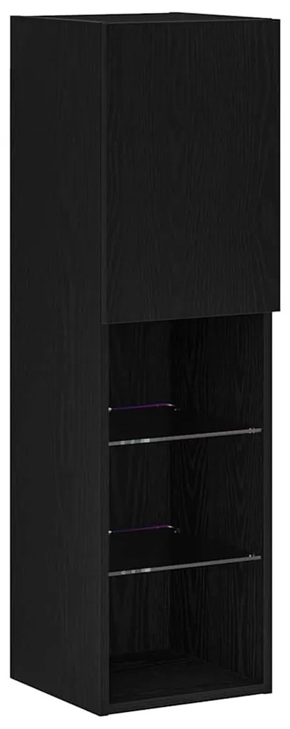 Armário para TV LED vidaXL Preto Carvalho 30,5x30x102 cm Madeira de en