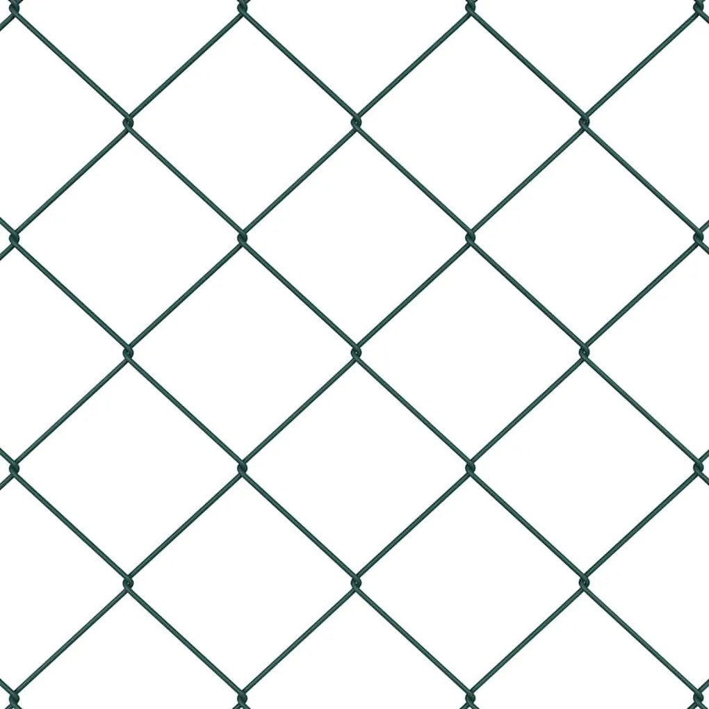 Conjunto de Postes de Cerca Verde 1.4 x 25 m Aço Galvanizado