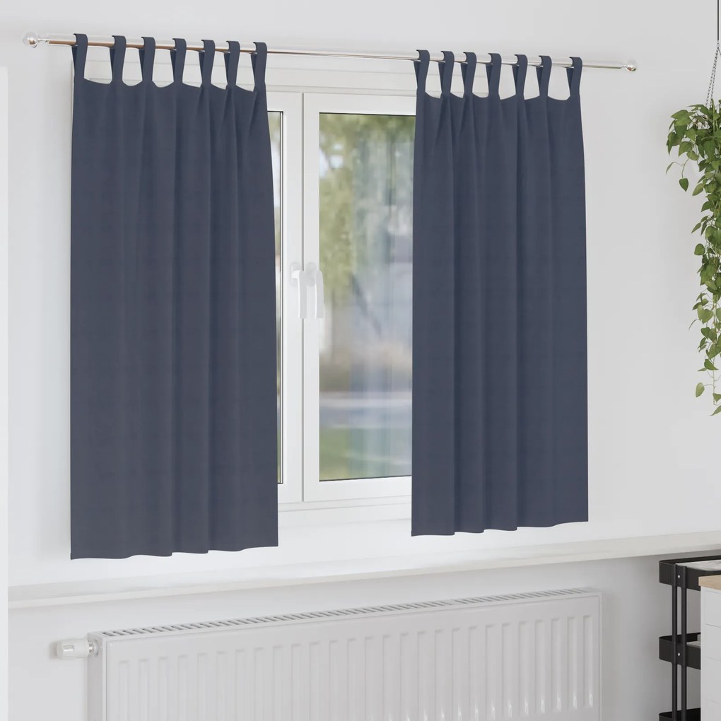Cortinas opacas 2 pcs Cinzento-escuro 175 x 140 cm Poliéster