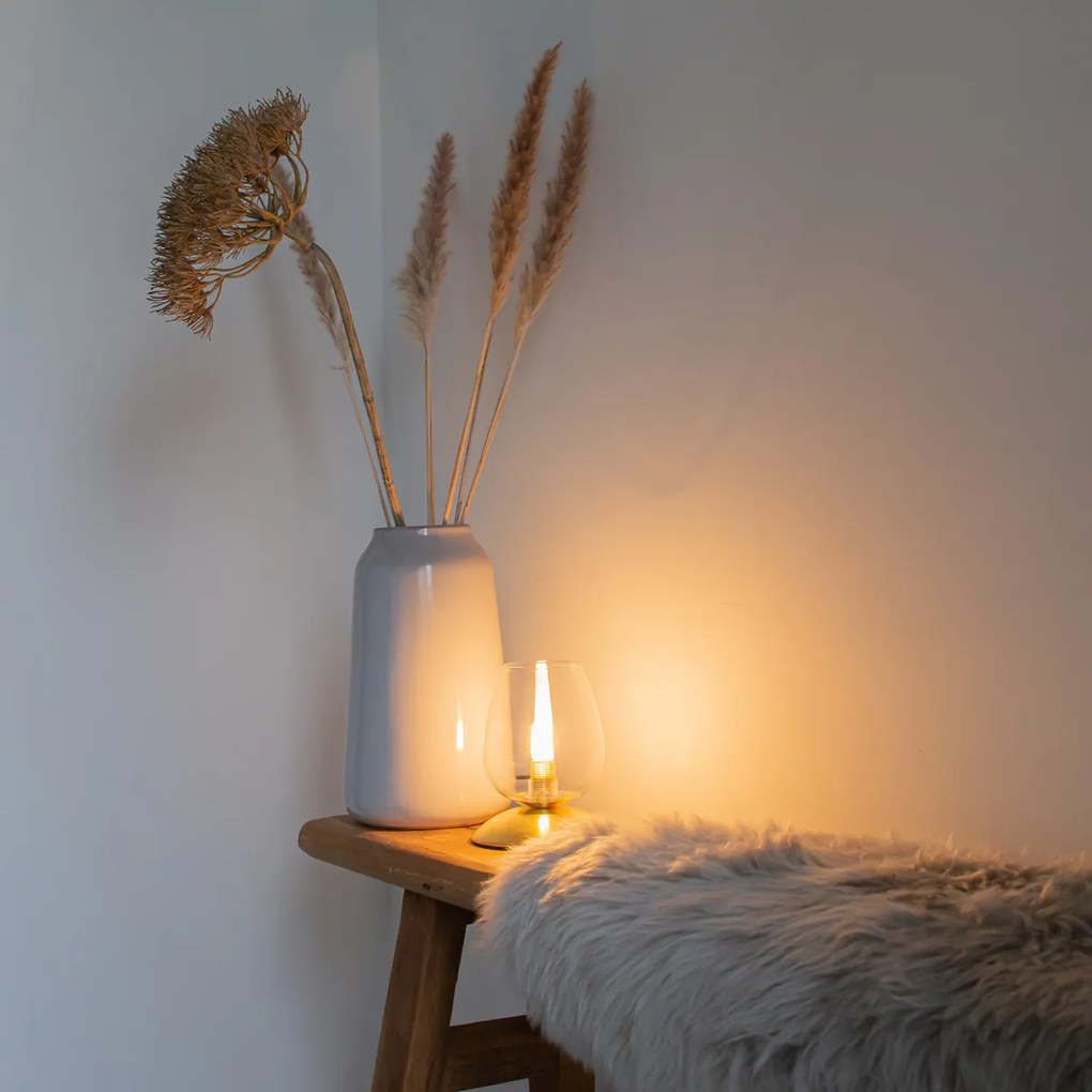 Candeeiro de mesa clássico dourado com vidro - Elien