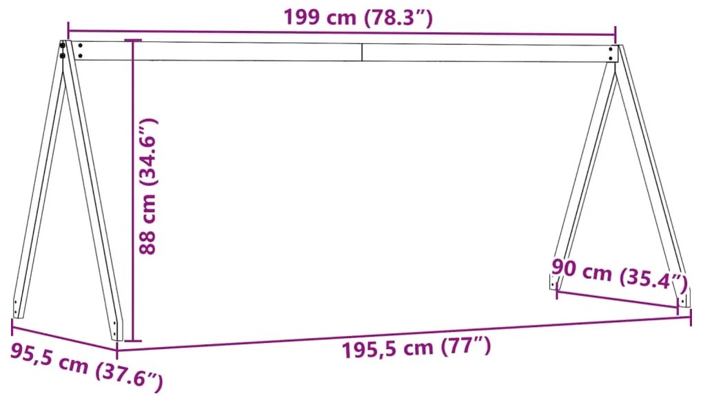 Telhado cama infantil 199x95,5x88 cm pinho maciço castanho mel