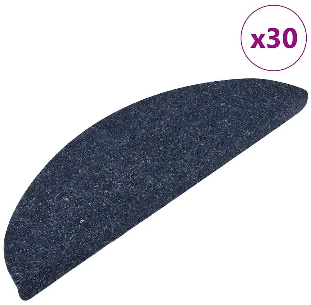 Tapetes de escada adesivos 30 pcs 56x17x3 cm azul