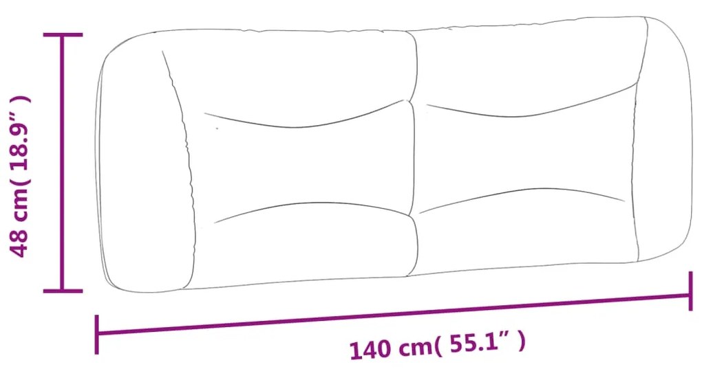 Almofadão de cabeceira 140 cm tecido castanho-escuro