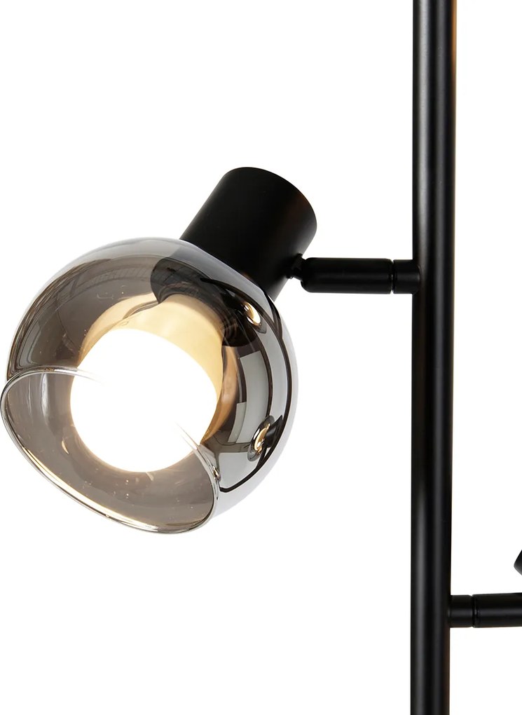 Candeeiro de pé inteligente preto com vidro fumê incl. 3 Wifi P45 - Vidro