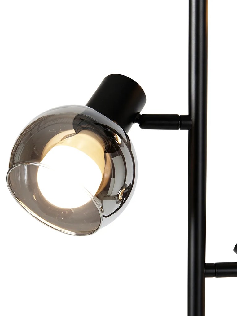 LED Candeeiro de pé inteligente preto com vidro fumê incluindo 3 WiFi P45 - Vidro Art Deco