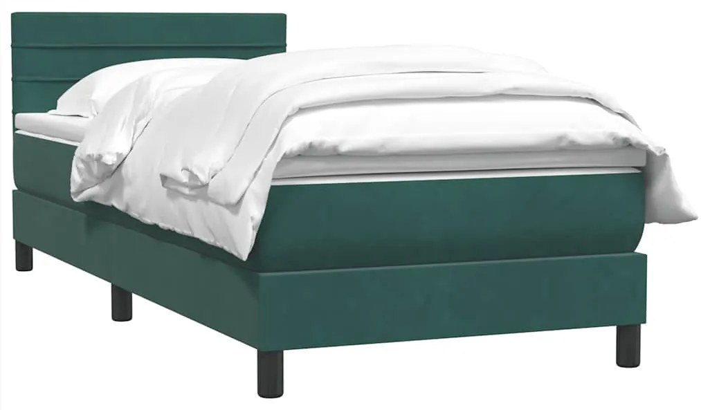 Cama com molas/colchão verde-escuro 80x220 cm veludo