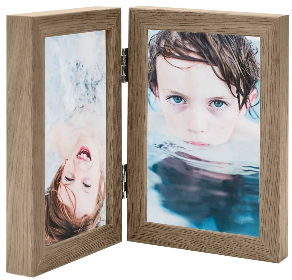 vidaXL Moldura com duas dobras 2x(21x29,7 cm) castanho-claro