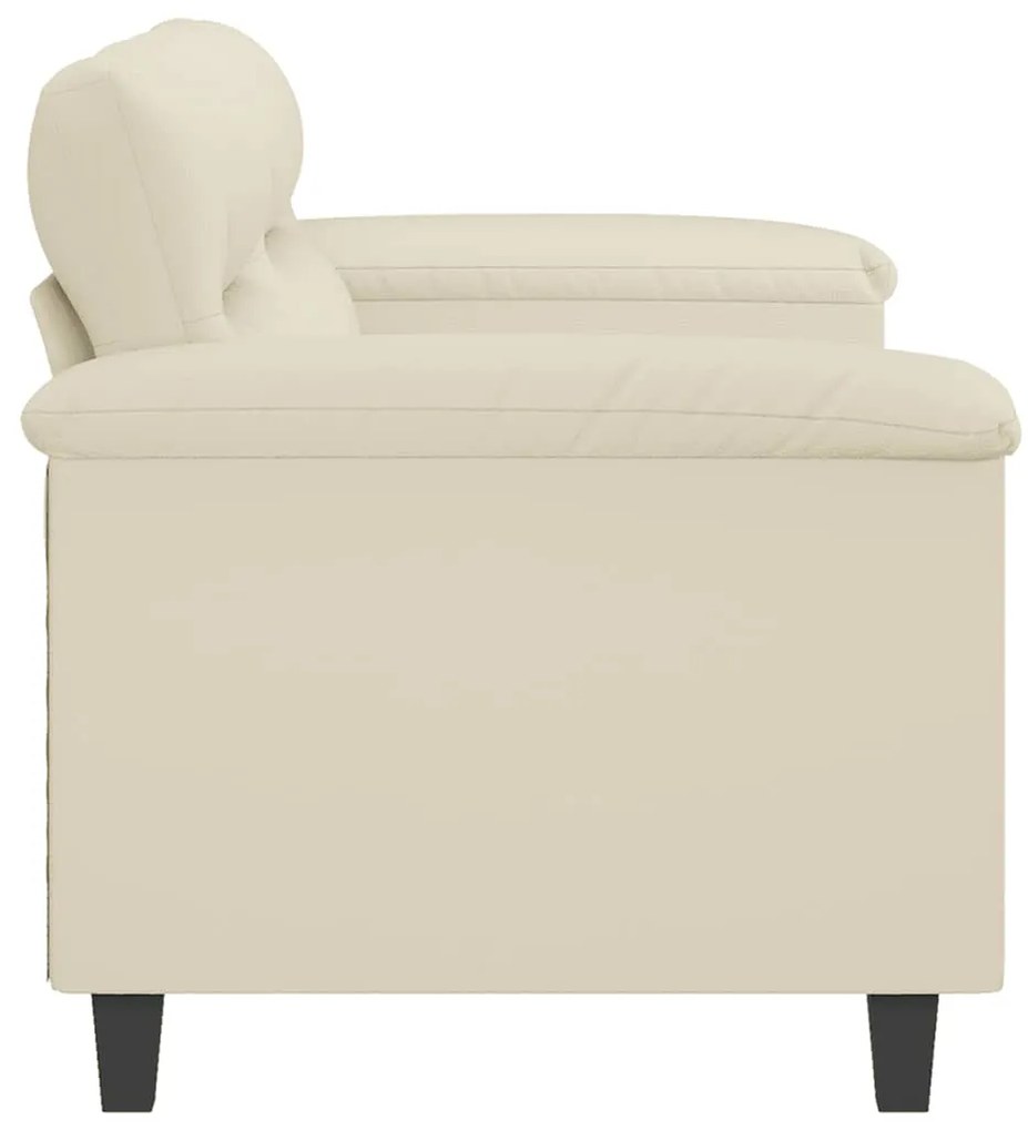 Sofá de 2 lugares 140 cm couro artificial cor creme