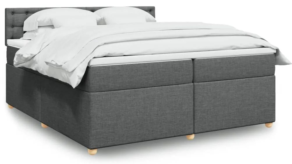 vidaXL Cama com molas/colchão 200x200 cm tecido cinzento-escuro