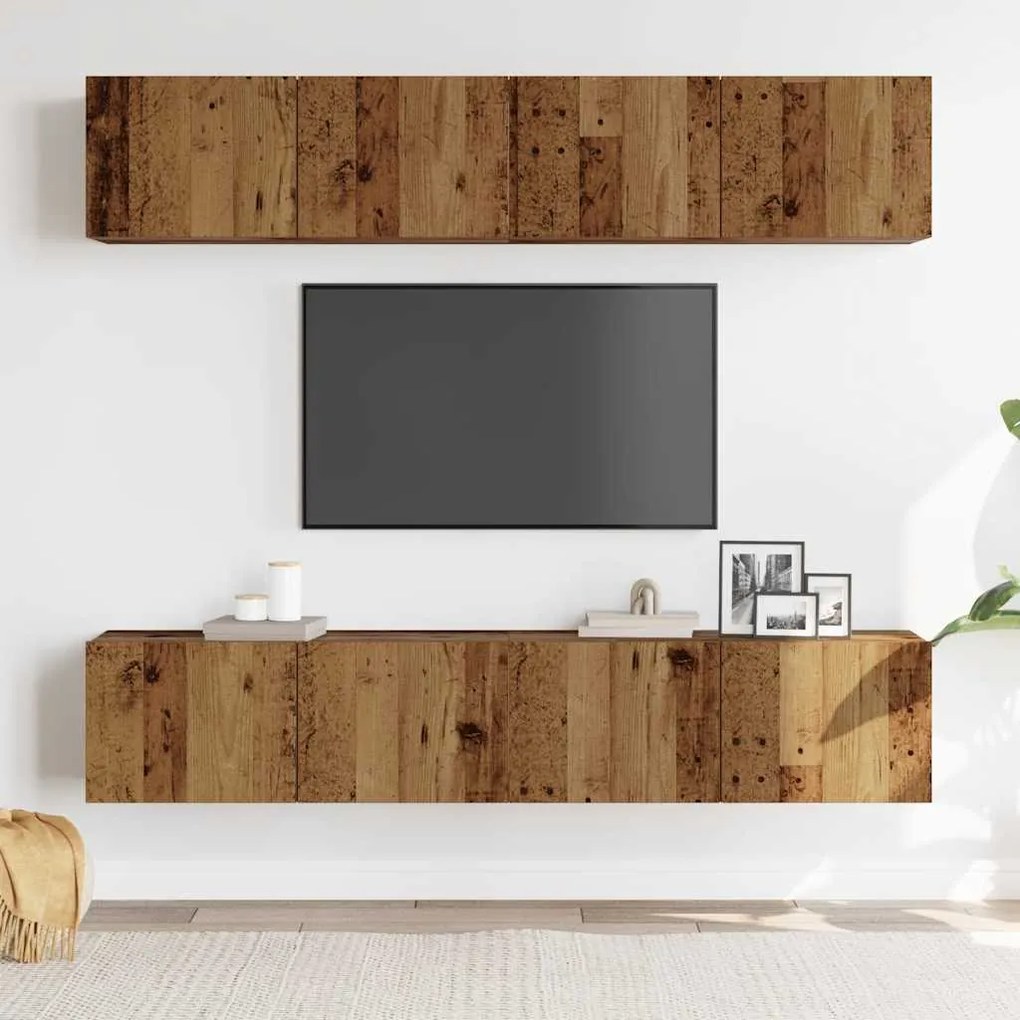 armários de TV montados na parede 4 pcs madeira velha