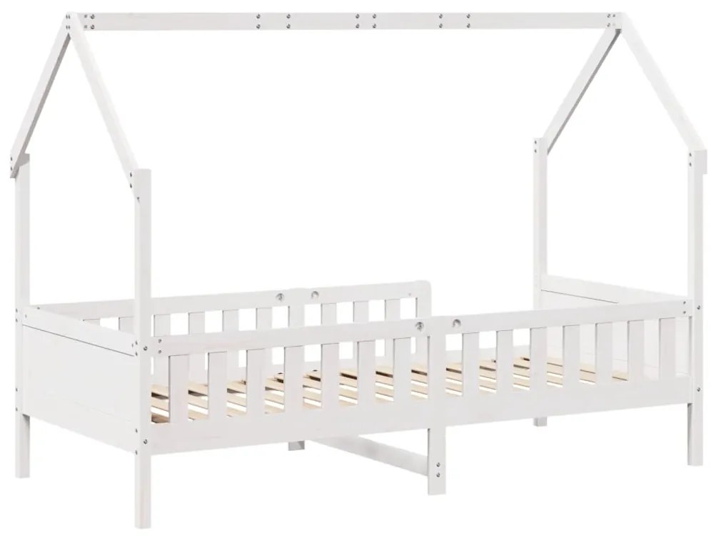 Cama infantil formato de casa 90x190 cm pinho maciço branco