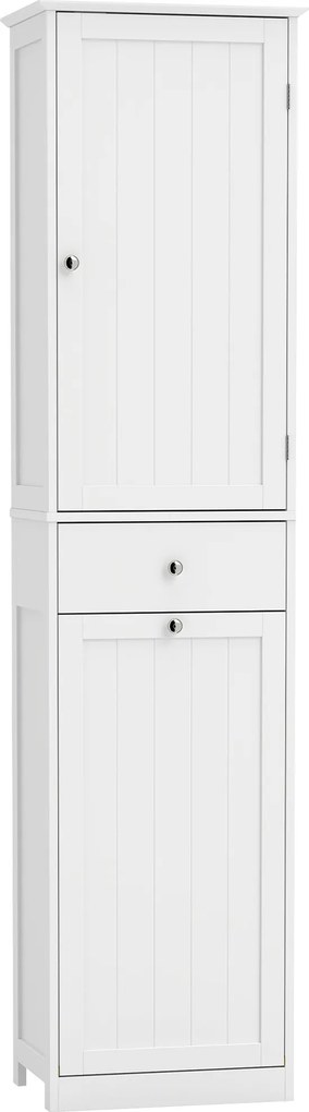 HOMCOM Móvel Coluna 180 cm com Cesto de Roupa Basculante, Branco | Aosom Portugal