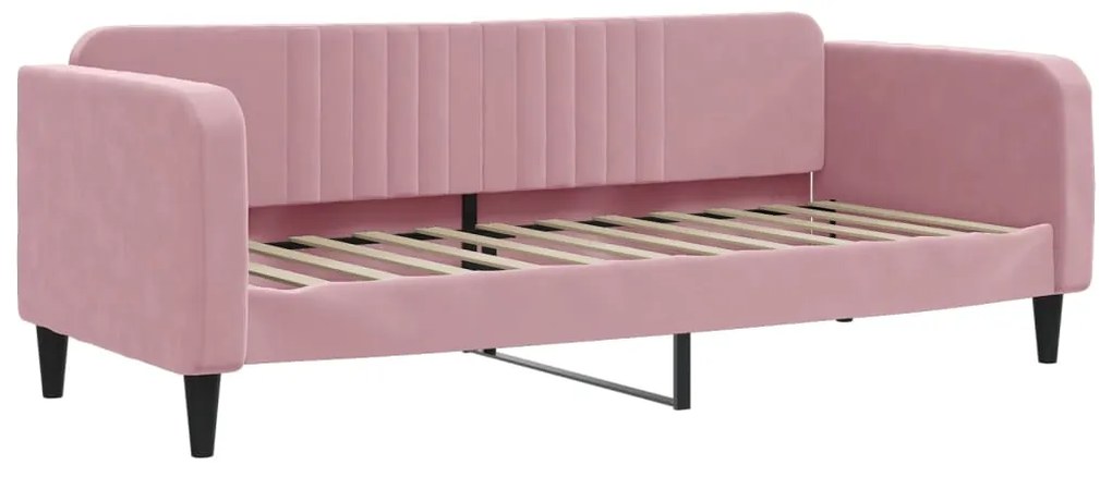 Sofá-cama com gavetão e gavetas 80x200 cm veludo rosa