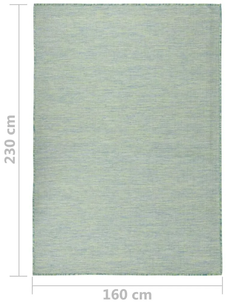 Tapete de tecido plano para exterior 160x230 cm turquesa
