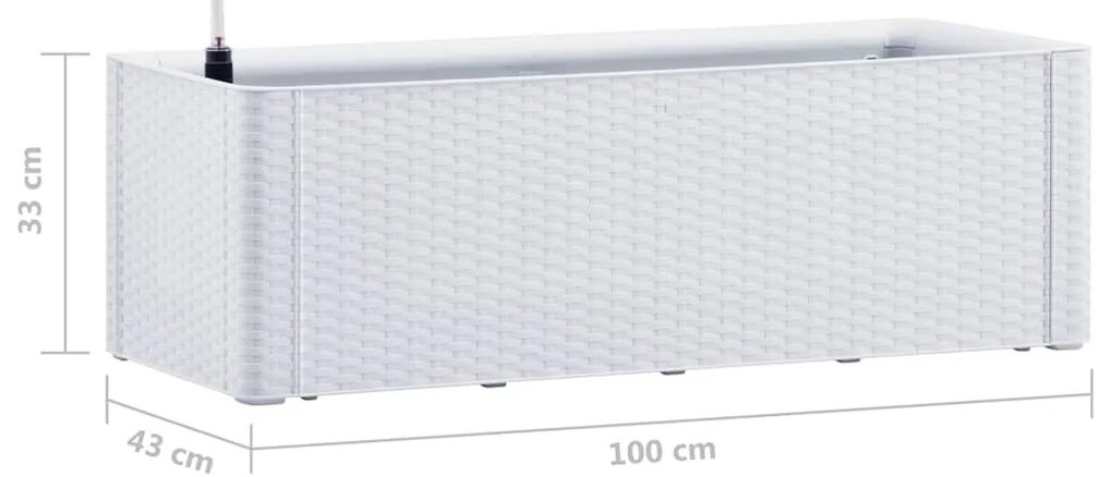 Vaso/floreira c/ sistema rega automática 100x43x33 cm branco