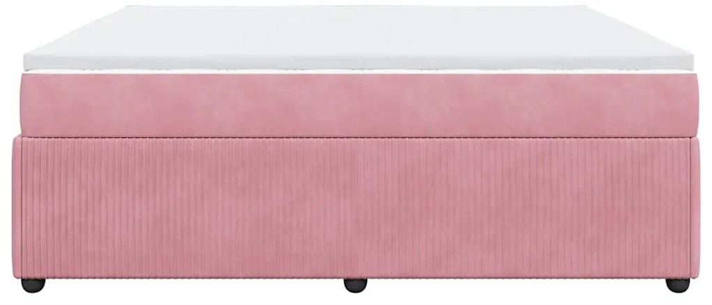 Cama com molas/colchão 200x200 cm veludo rosa
