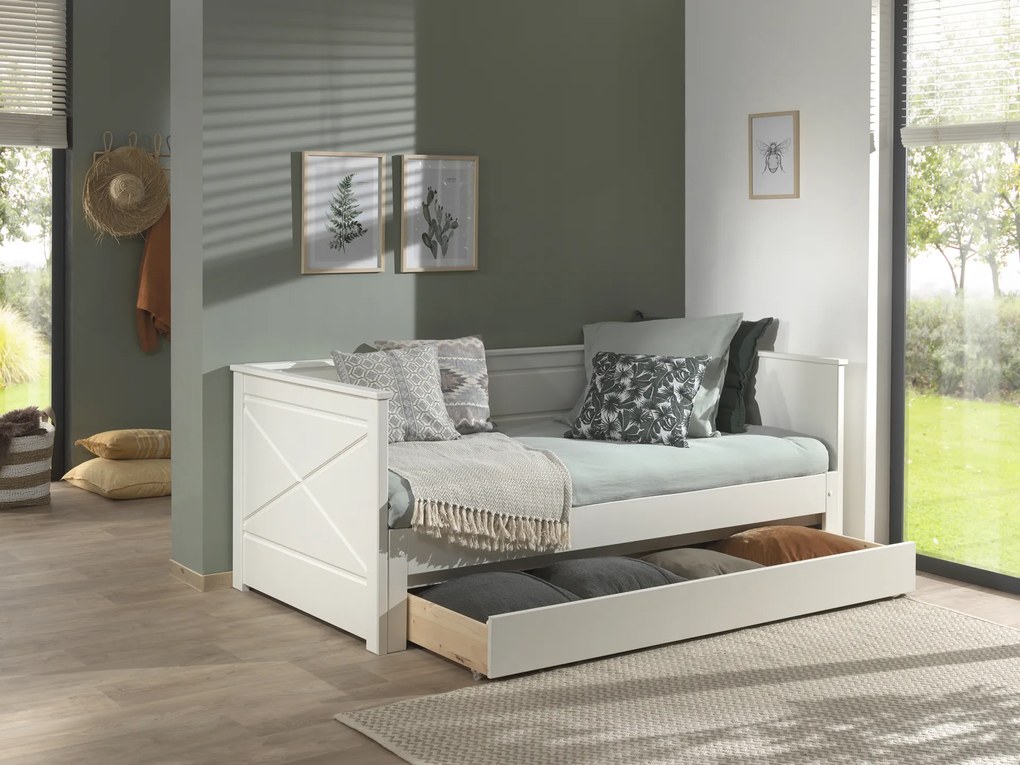 Conjunto Cama Infantil PINO cama + gaveta extraível BRANCA