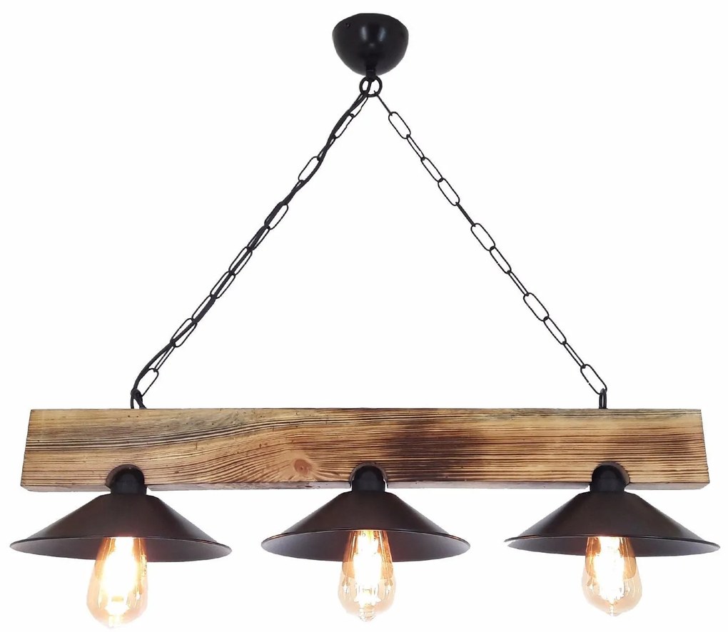 Candeeiro Suspenso Hepsi – Nogueira e Preto – 80 x 22 x 65 cm