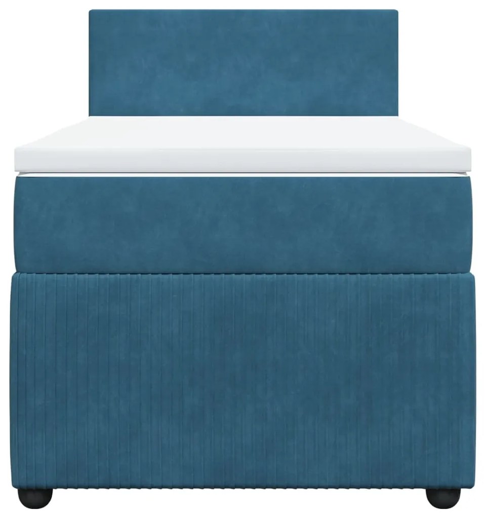 Cama boxspring com colchão 90x190 cm veludo azul