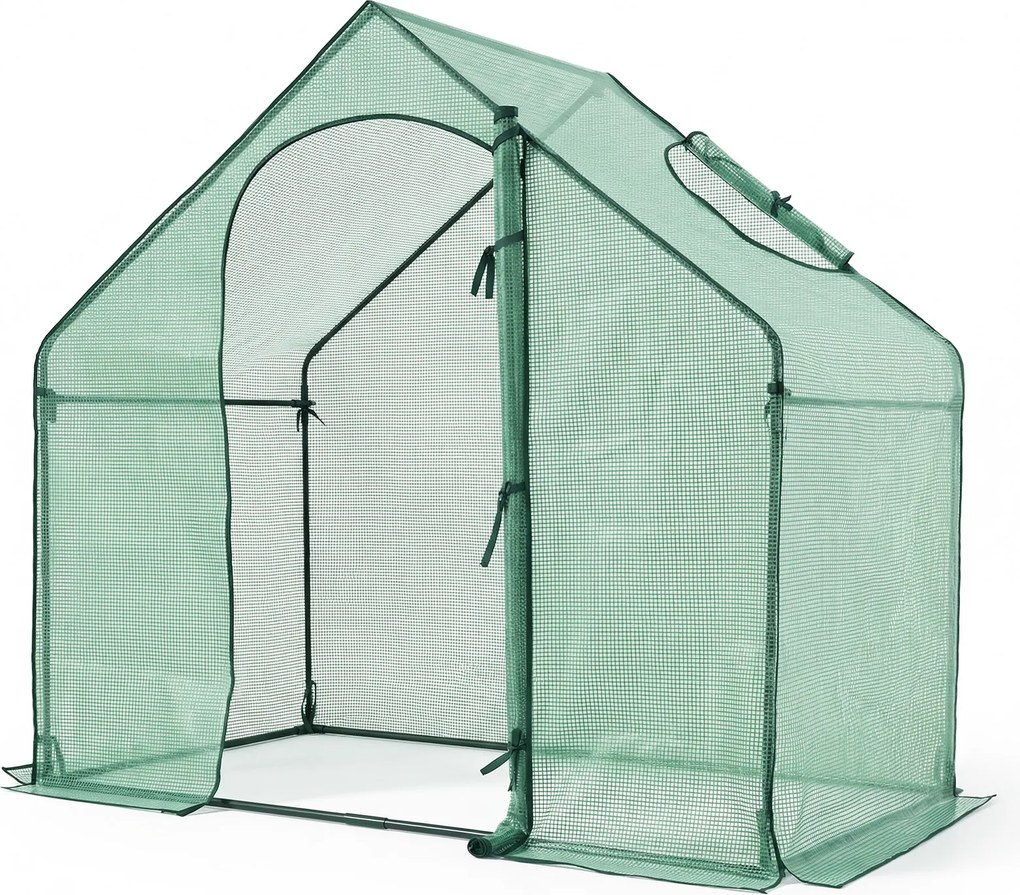 Estufa de jardim em forma de túnel 180 x 100 x 168 cm, impermeável, com porta enrolável e janela coberta em PE, Estrutura metálica para terraço, horta