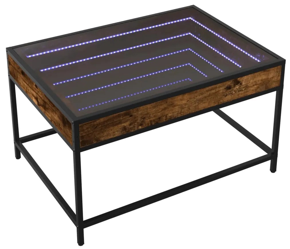 Mesa de centro luzes LED Infinity 70x50x41 cm carvalho fumado