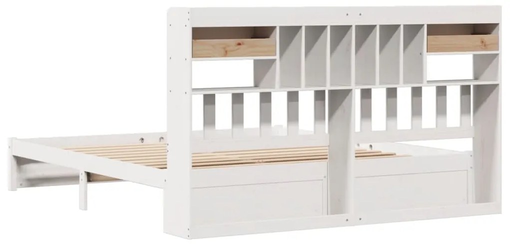 Cama com estante sem colchão 200x200 cm pinho maciço branco
