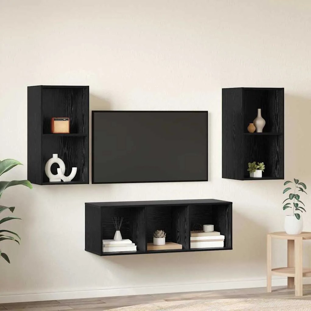 Conjunto de Estantes para TV 3 pcs Carvalho preto