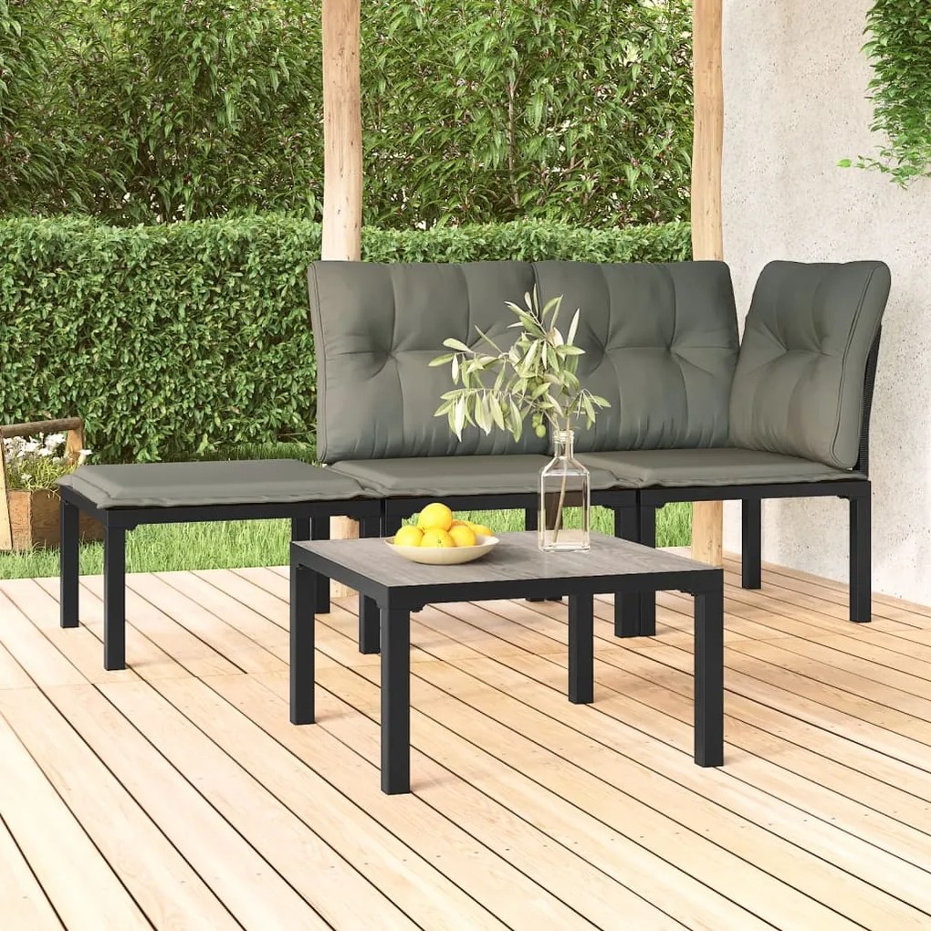 vidaXL Mesa de centro de jardim 55x55x31 cm DPC e aço cinzento