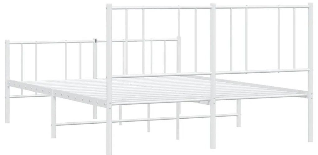Estrutura de cama com cabeceira e pés 150x200 cm metal branco