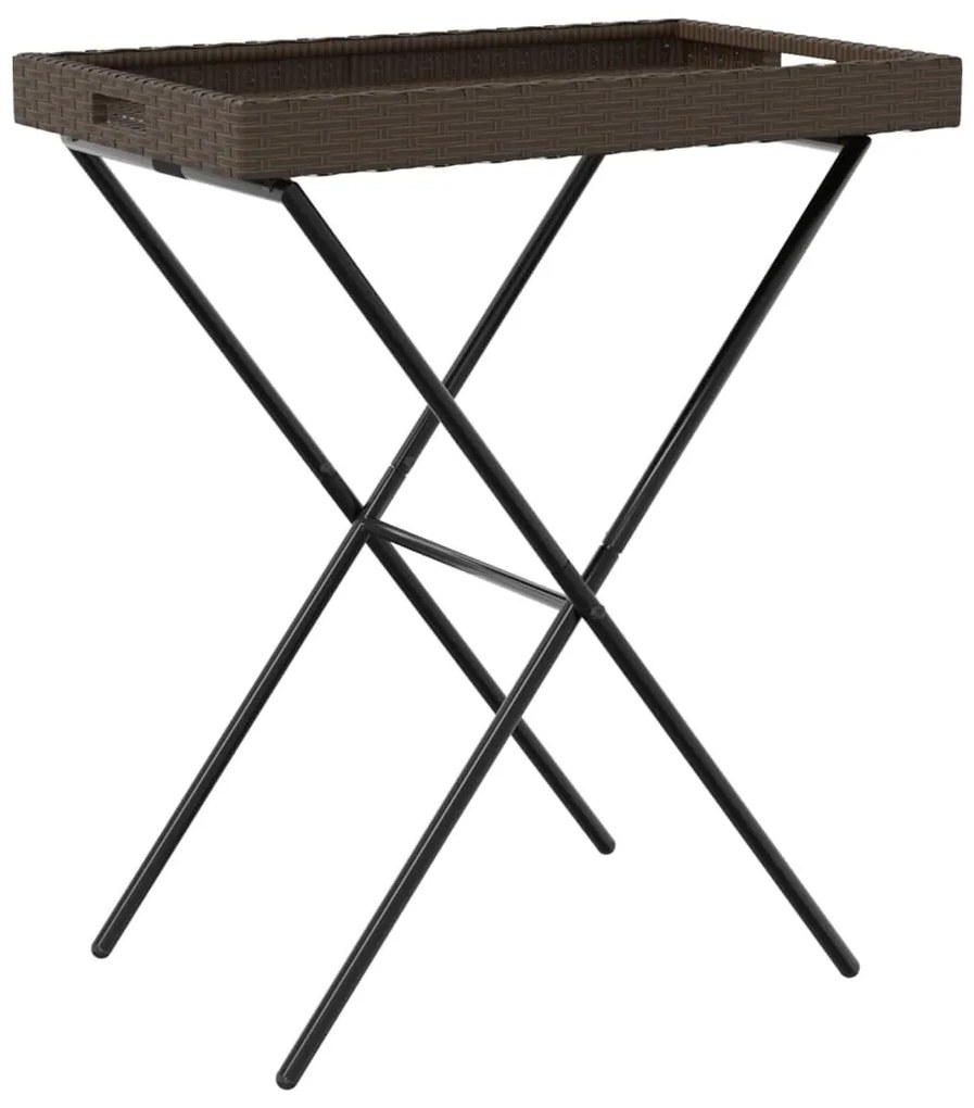 Mesa bandeja dobrável 65x40x75 cm vime PE castanho