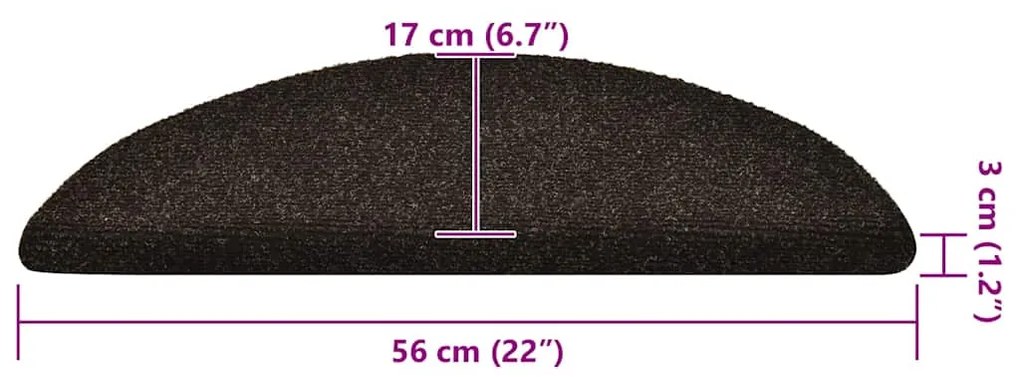 Tapetes de escada adesivos 30 pcs 56x17x3 cm castanho-escuro