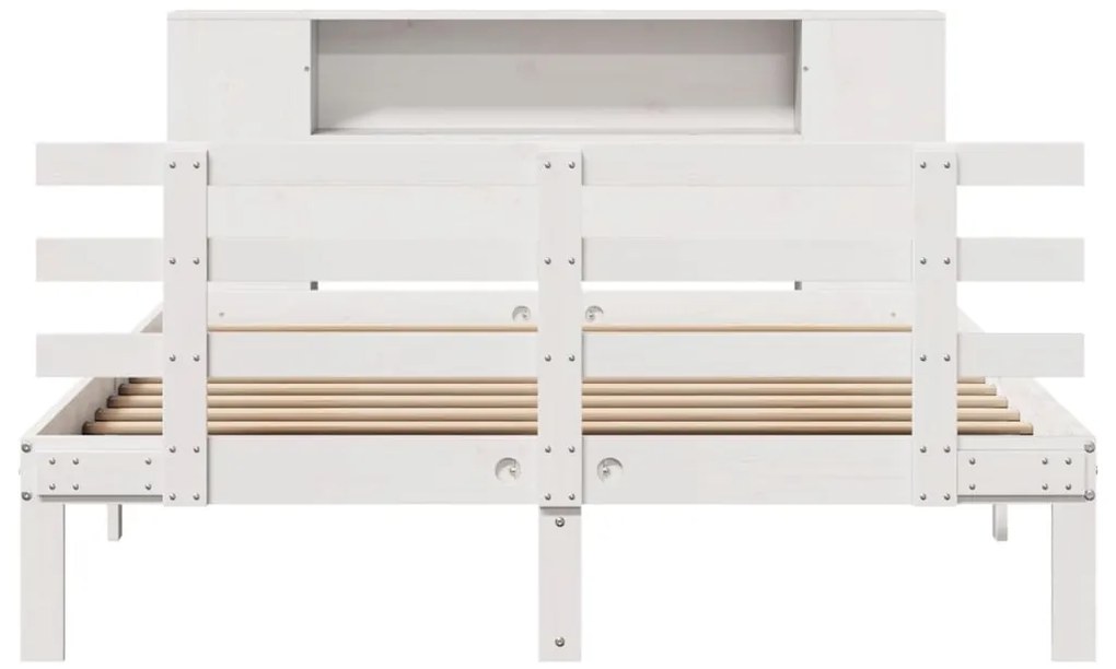 Cama com estante sem colchão 120x200 cm pinho maciço branco