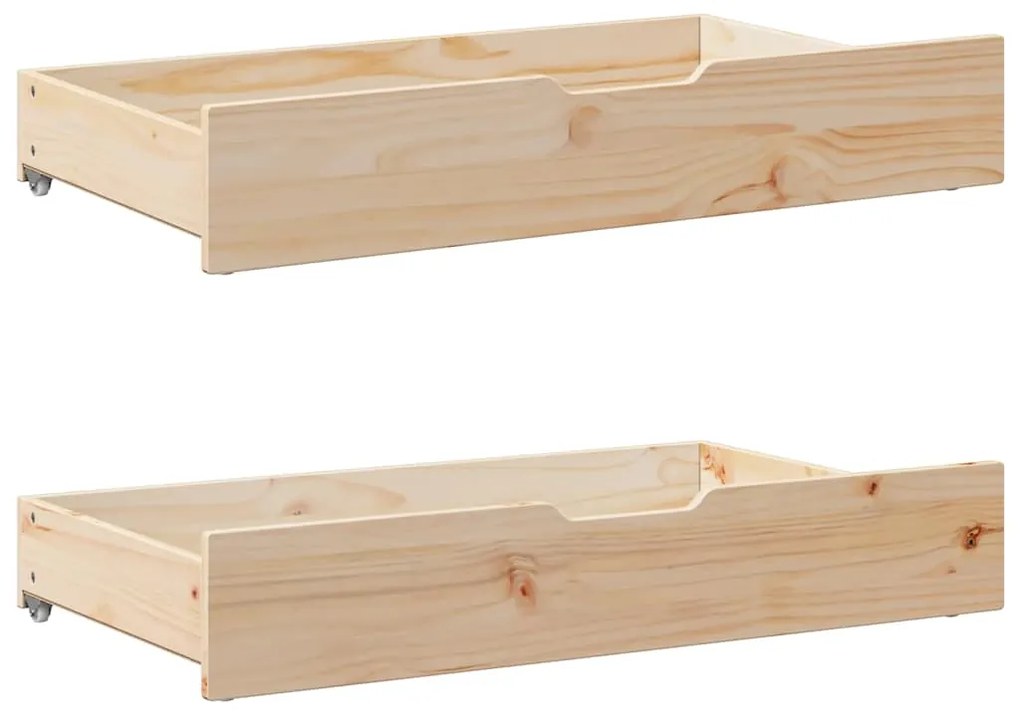 Gavetas para cama com rodas 2 pcs 95x55x17 cm pinho maciço