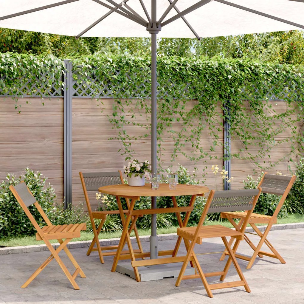 vidaXL 5 pcs conj. jantar p/ jardim polipropileno/madeira maciça cinza