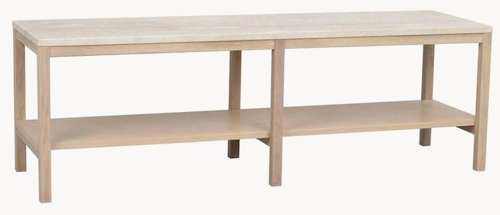 Estante em madeira de carvalho com tampo de mesa em travertino Orwel