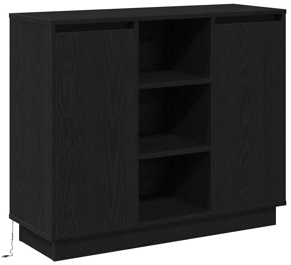 Sideboard com LED Carvalho Preto 90x32x75 cm Madeira de Engenharia
