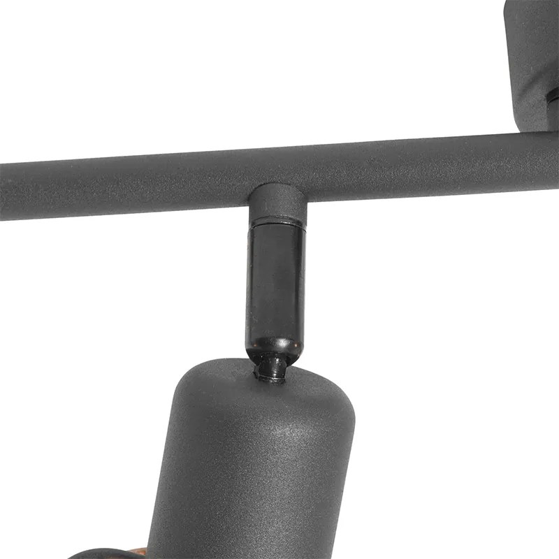 Candeeiro de teto design preto com dourado 4 luzes oblongo - Noud