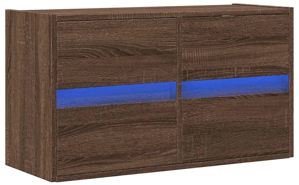 Móvel de parede p/ TV c/ luzes LED 80x31x45cm carvalho castanho