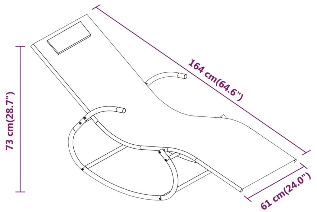 Espreguiçadeiras baloiço 2 pcs aço e textilene preto