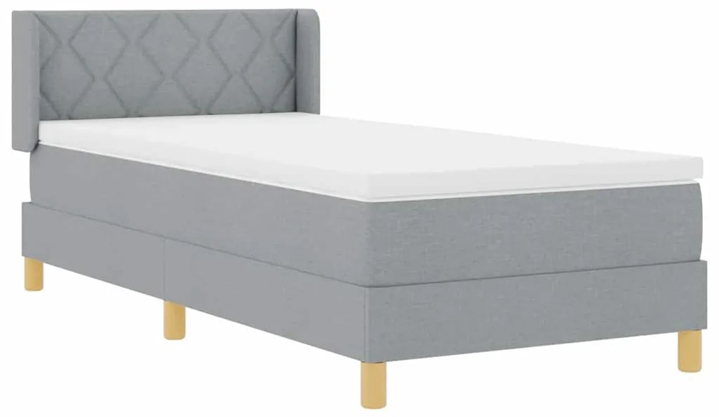 Cama Box com Colchão Cinza Claro, 100x200 cm Têxtil