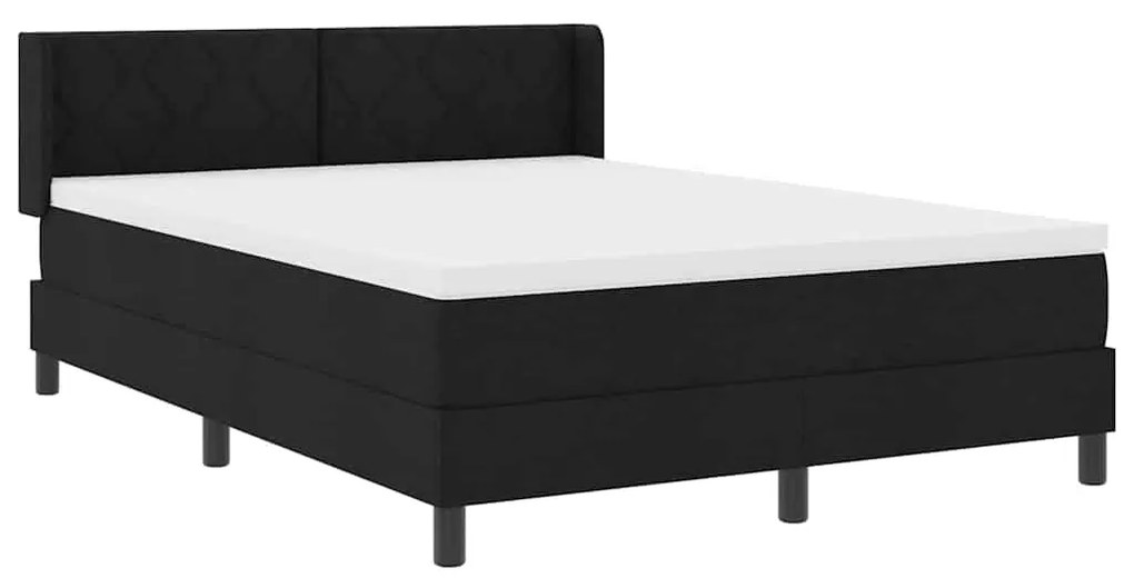 Cama Box com cabeceira Preto 140 x 200 cm Tecido e Espuma