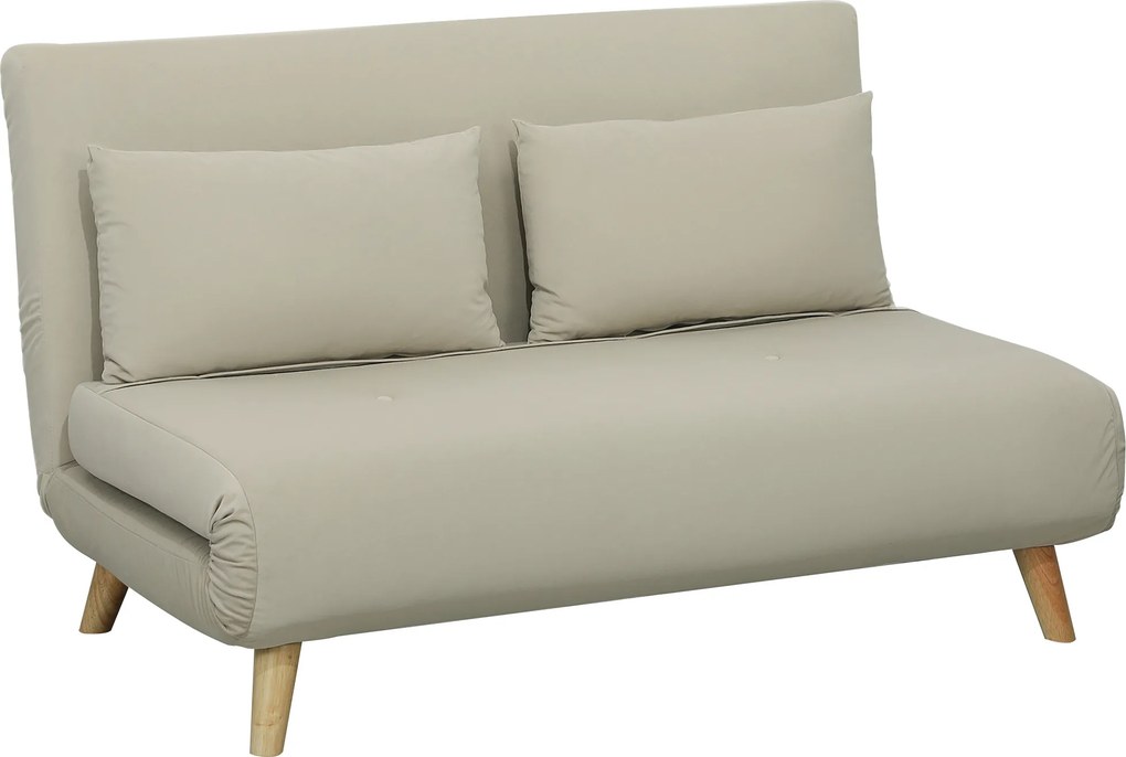 HOMCOM Sofá-cama Relax, sofá, inclui 2 almofadas, aspeto de veludo, 130 x 78 x 79 cm, Bege | Aosom Portugal