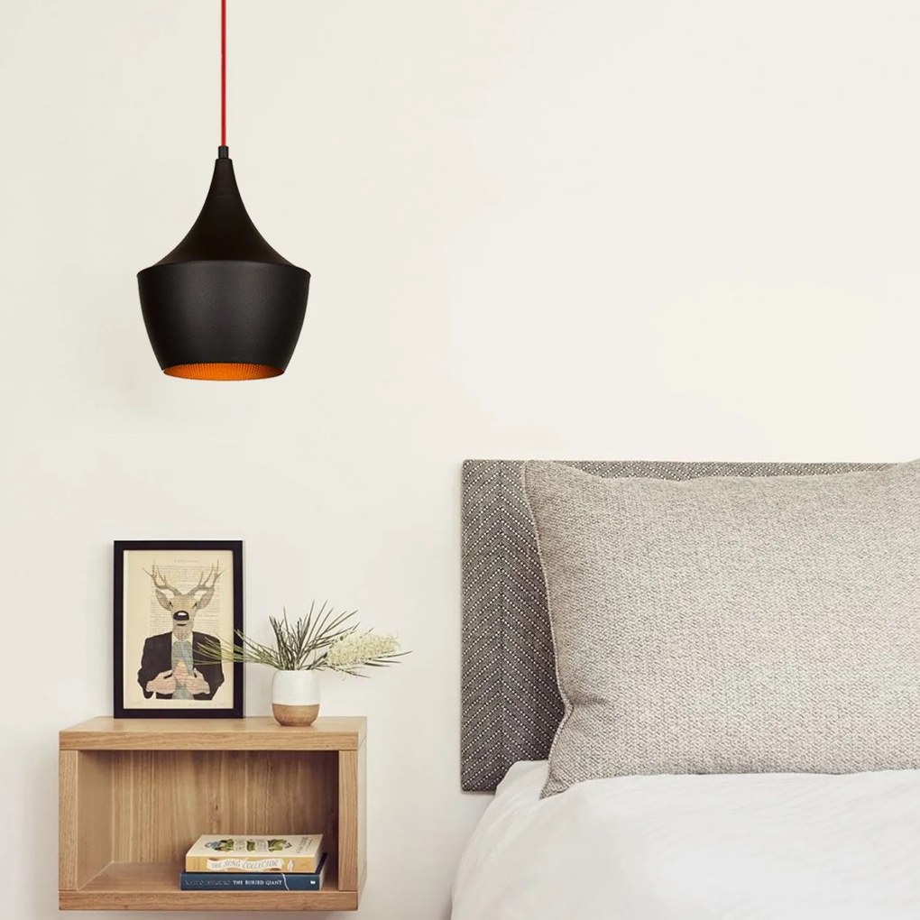 Candeeiro Chandelier Elmas – Preto e Vermelho – 23 cm de Diâmetro x 13