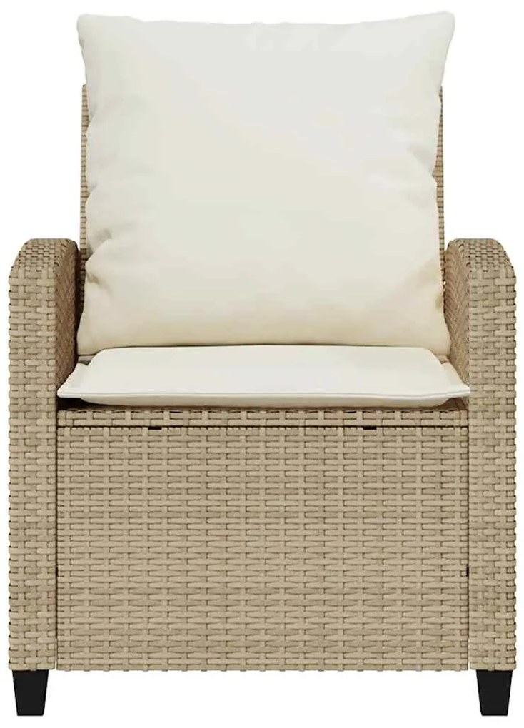 4 pcs conjunto de sofás para jardim c/ almofadões vime PE bege