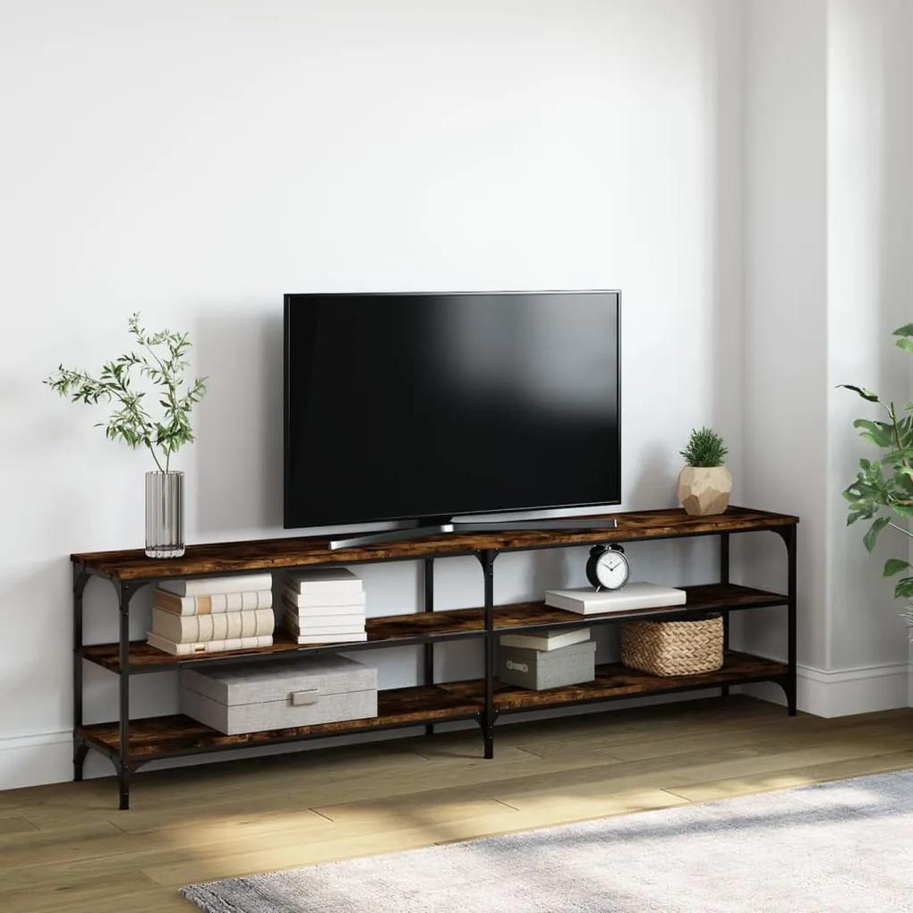 Móvel de TV 180x30x50cm derivados madeira/metal carvalho fumado