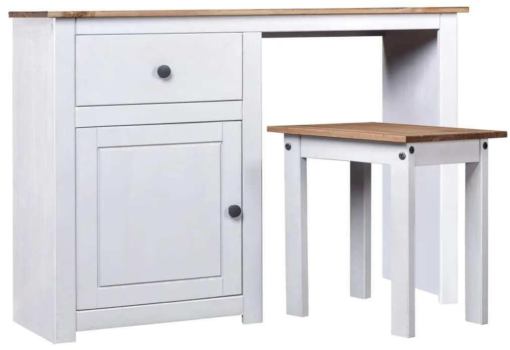 vidaXL Conjunto toucador 2 pcs madeira de pinho maciça Panama branco