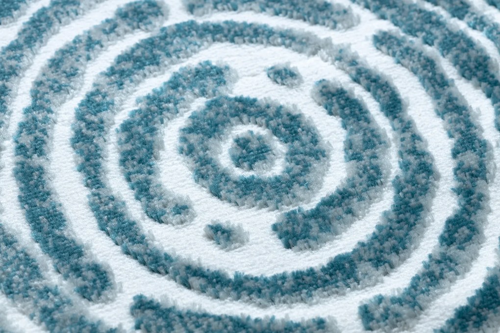 Tapete MEFE moderno  Circulo 8725 círculos Impressão digital - Structural dois níveis de lã cinza creme / azul